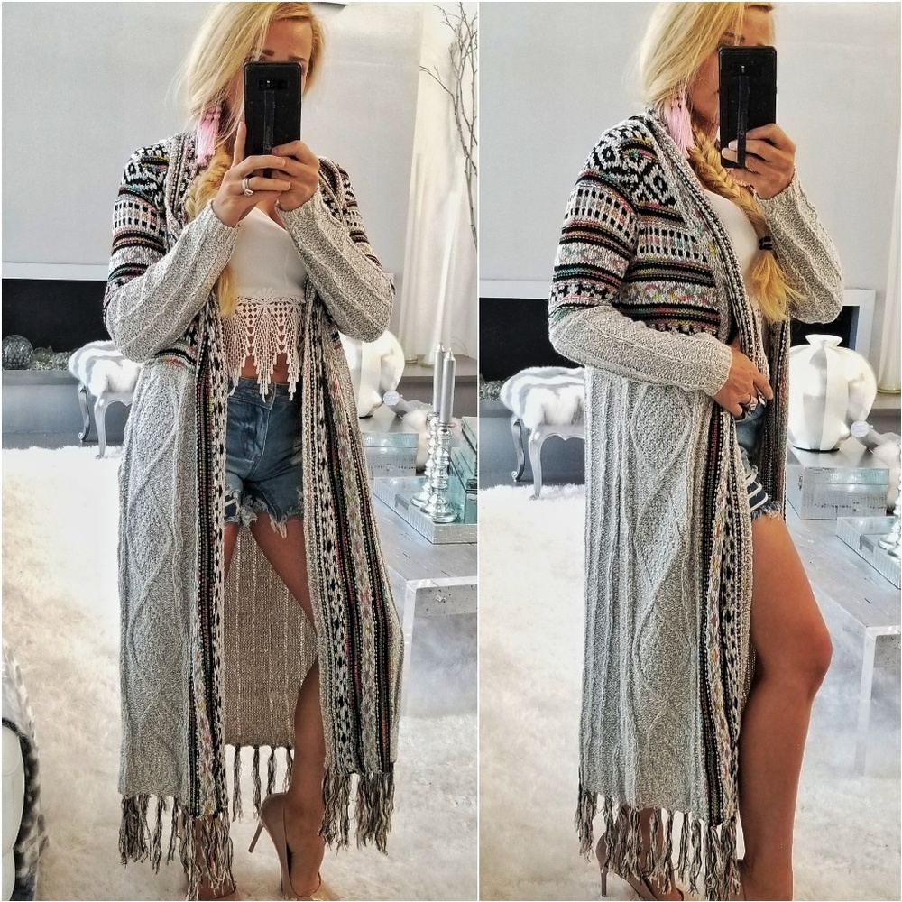 CERELIA Cardigan with multi color print -beige - Picture 4 of 6